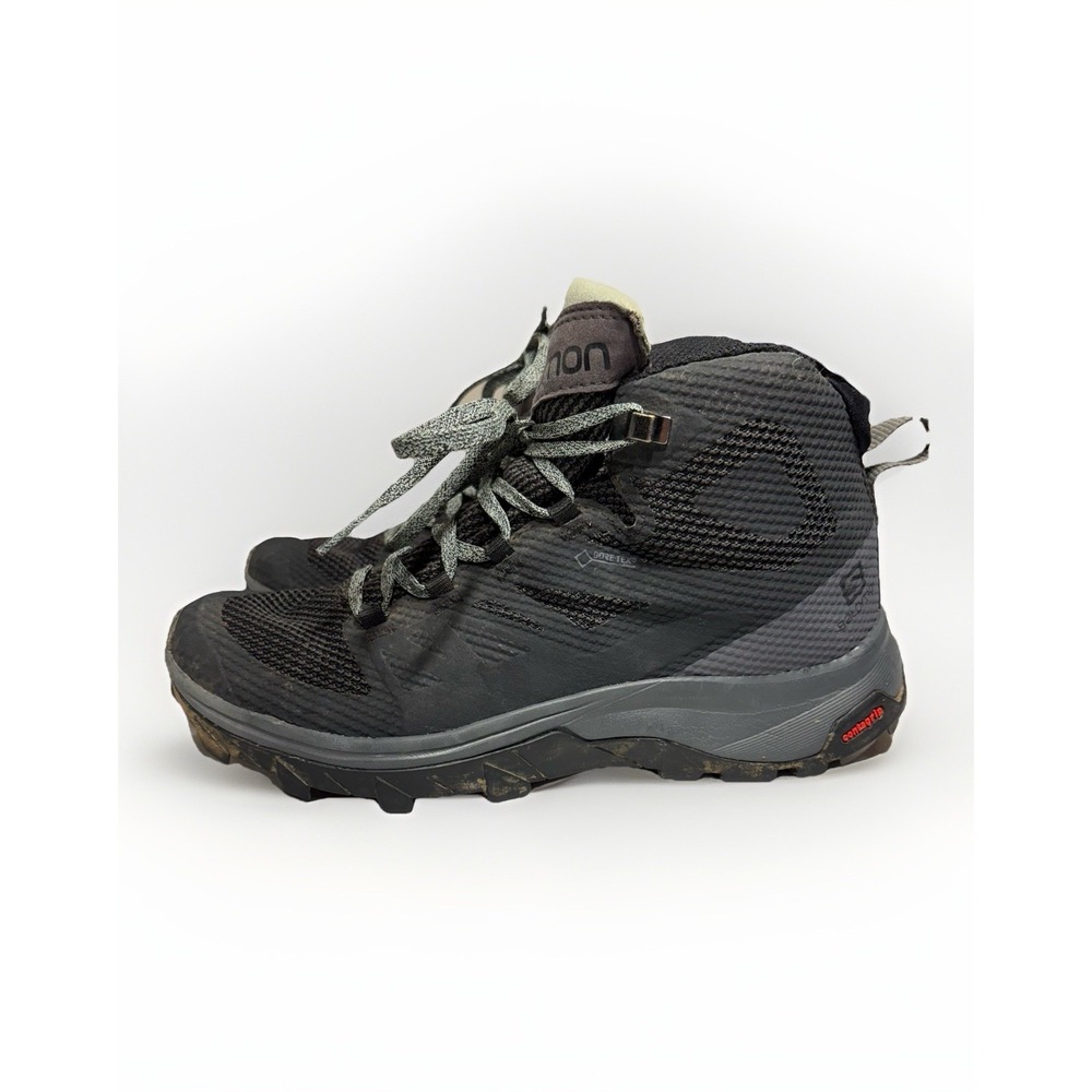 Salomon Outline High Top Hiking Boot Shoes Contagrip 404844 Gray Women 7 Goretex